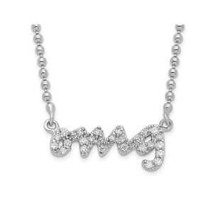 Sterling Silver OMG Necklace with Chain and Cubic Zirconias (18 i